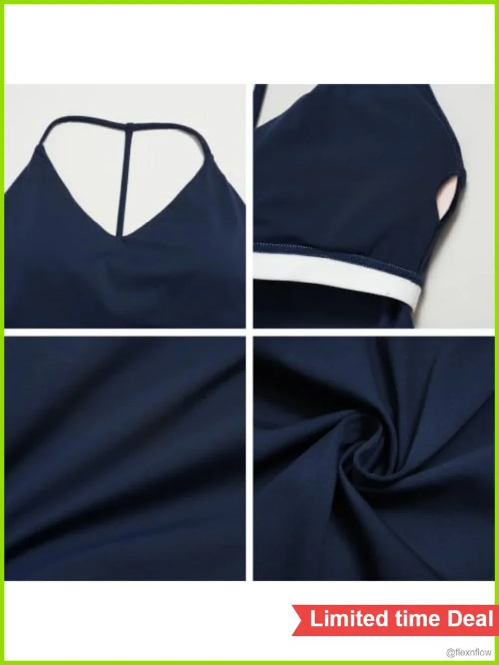 Two Piece Capri Leggings Workout Set V-Neck Tank Sports Bra